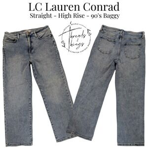 Lauren Conrad Straight Leg Jeans Women's 16 Stonewash Denim Wide Baggy 90's y2k